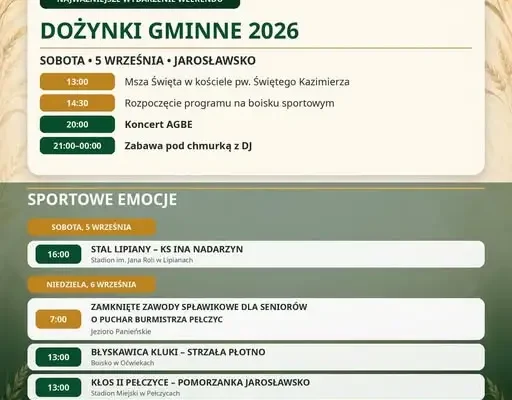 Weekend pełen atrakcji w gminie Pełczyce: Dożynki Gminne i mecze piłkarskie