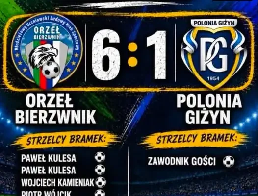 Zwycięstwo 6:1 w meczu z Polonią Giżyn