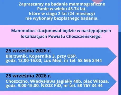 Mammobus w Pełczycach – bezpłatne badania już 25 września