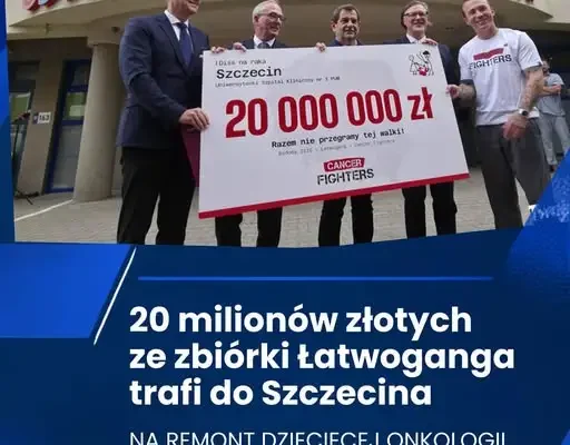 20 milionów złotych od Cancer Fighters na remont dziecięcej onkologii w Szczecinie