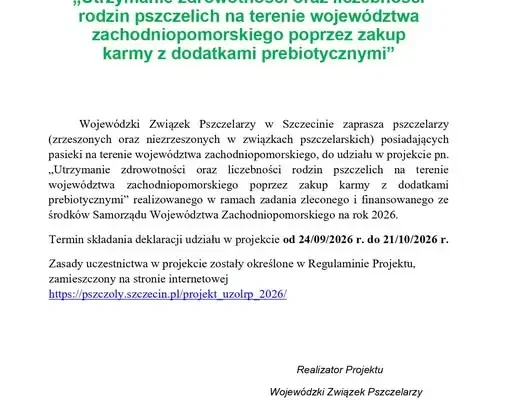 Pszczelarze z Gminy Recz mogą skorzystać z projektu dokarmiania rodzin pszczelich
